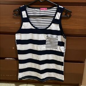 NY Collection Navy and White Striped Tank Top